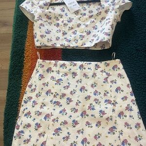 New Zara crop top and mini skirt outfit. Size small top medium bottom